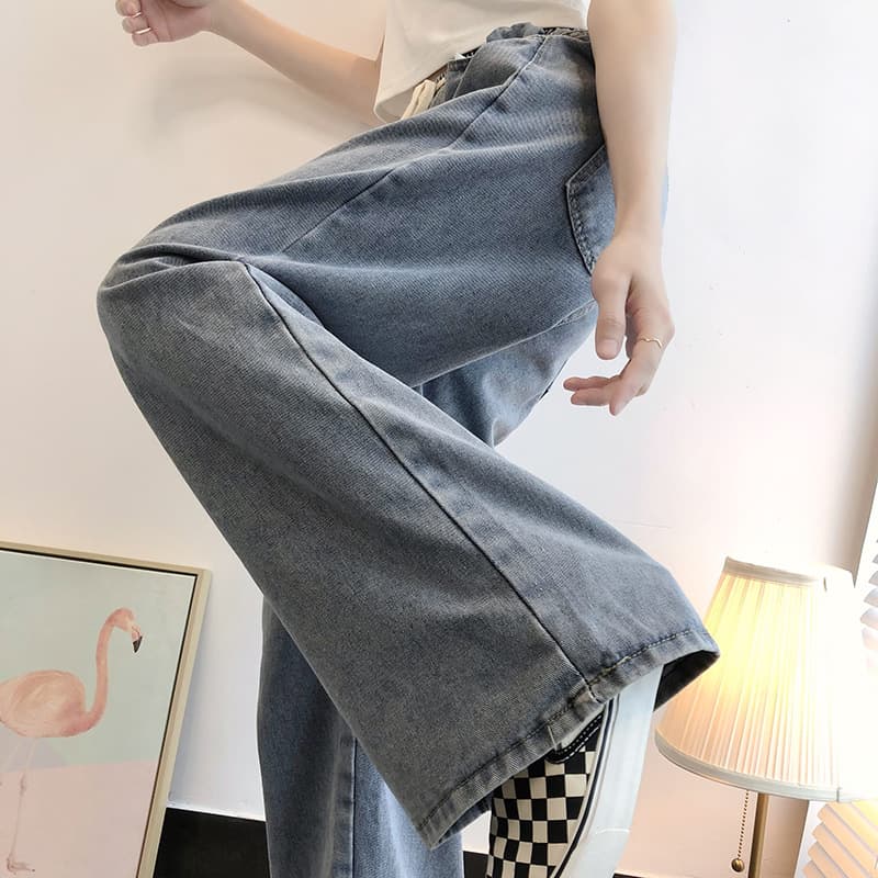 ストレートデニム リラックス楽ちんデニムワイドパンツ