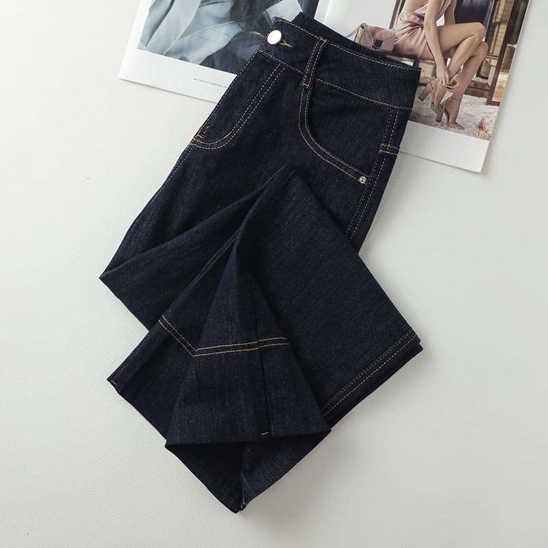 ストレートデニム すっきりシルエットワイドデニムパンツ