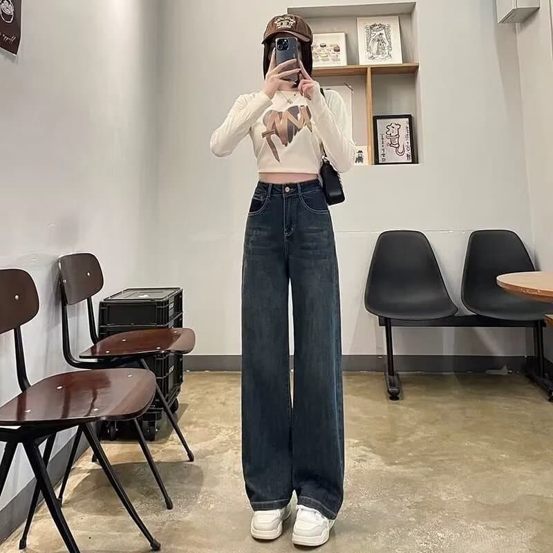 ストレートデニム レディースハイウエストデニムパンツ