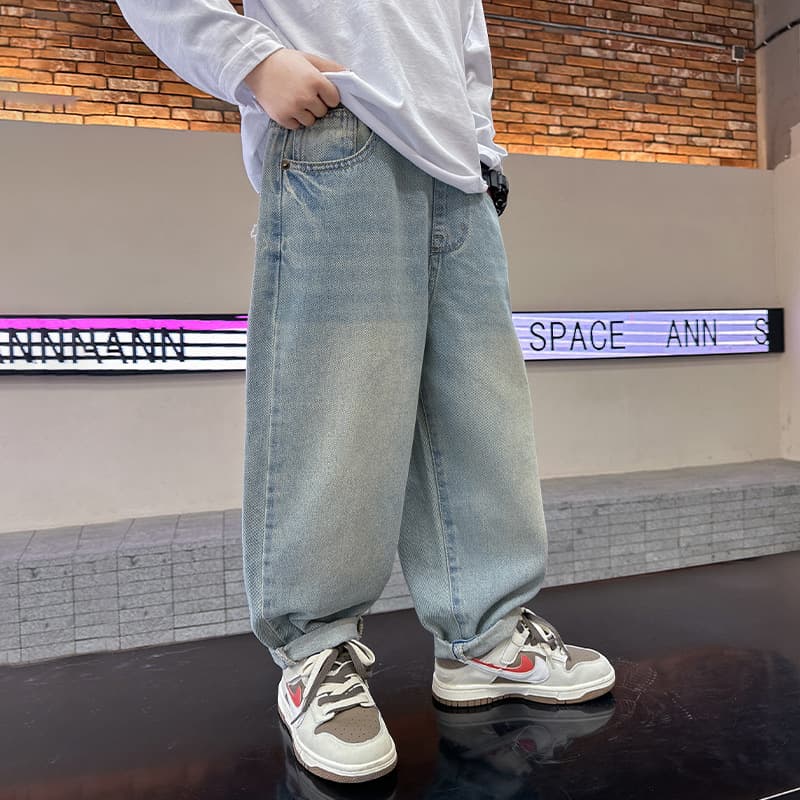 ストレートデニム ヴィンテージ加工 ルーズデニム