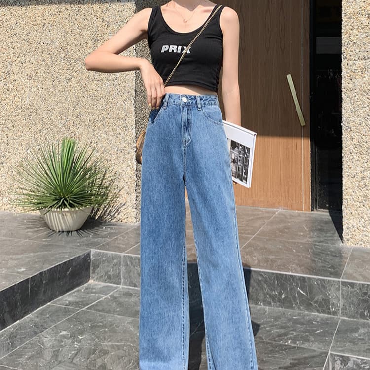 ハイウエストワイドストレートデニム
