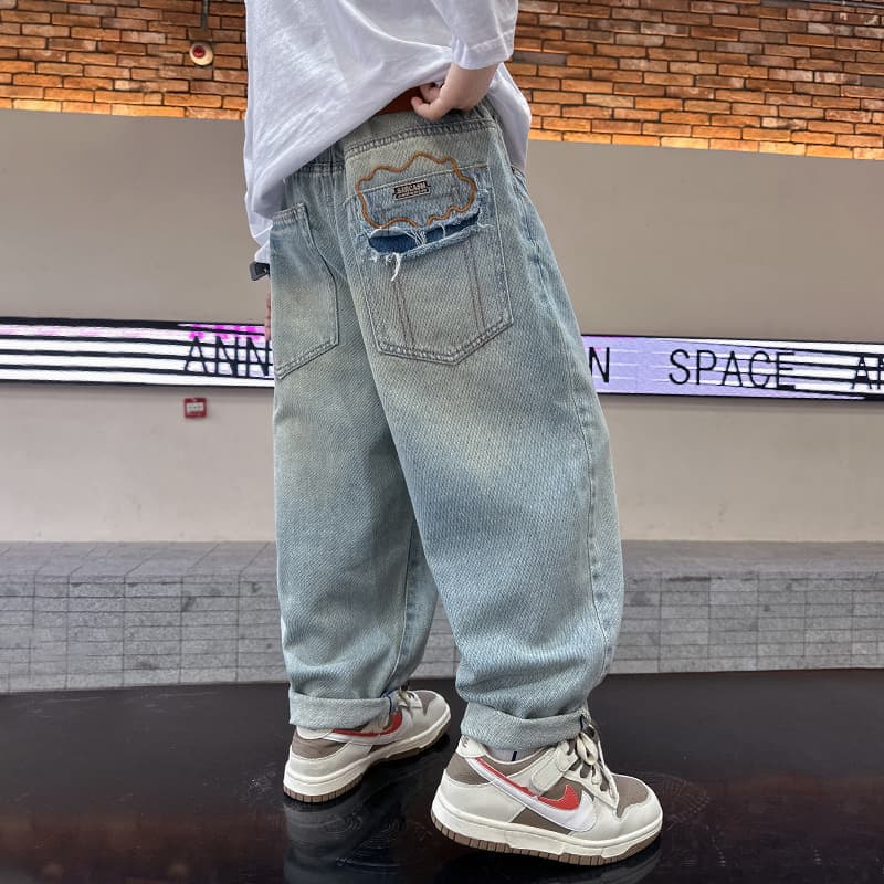 ストレートデニム ヴィンテージ加工 ルーズデニム