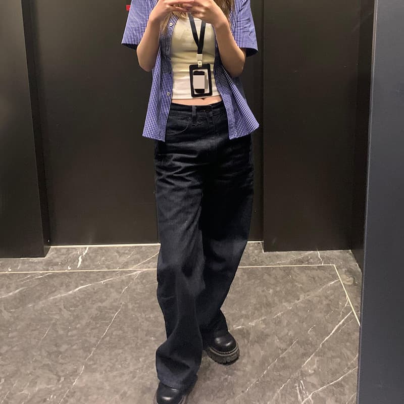 ハイウエストワイドストレートデニム