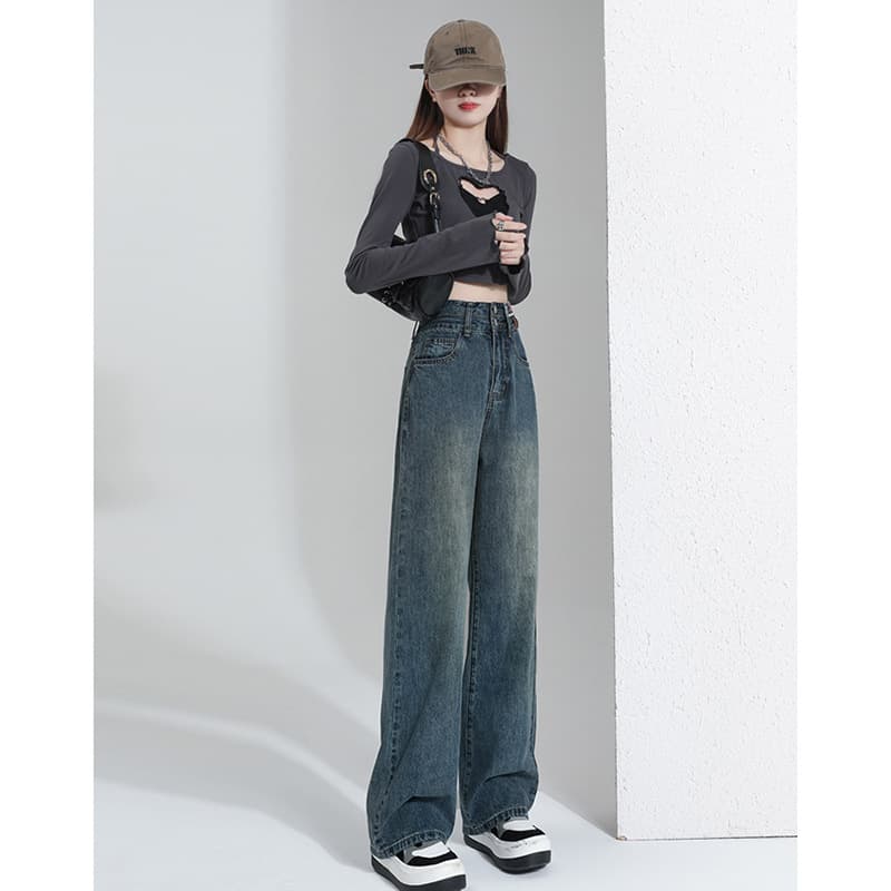 ハイウエストワイドストレートデニム