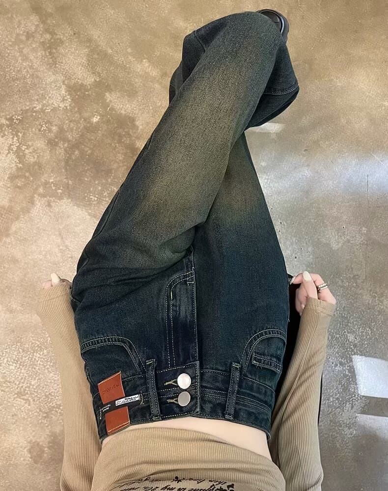 シンプル美脚ストレートデニム