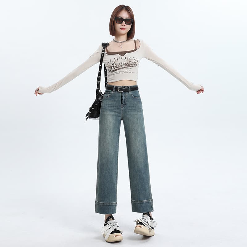 ハイウエストワイドストレートデニム