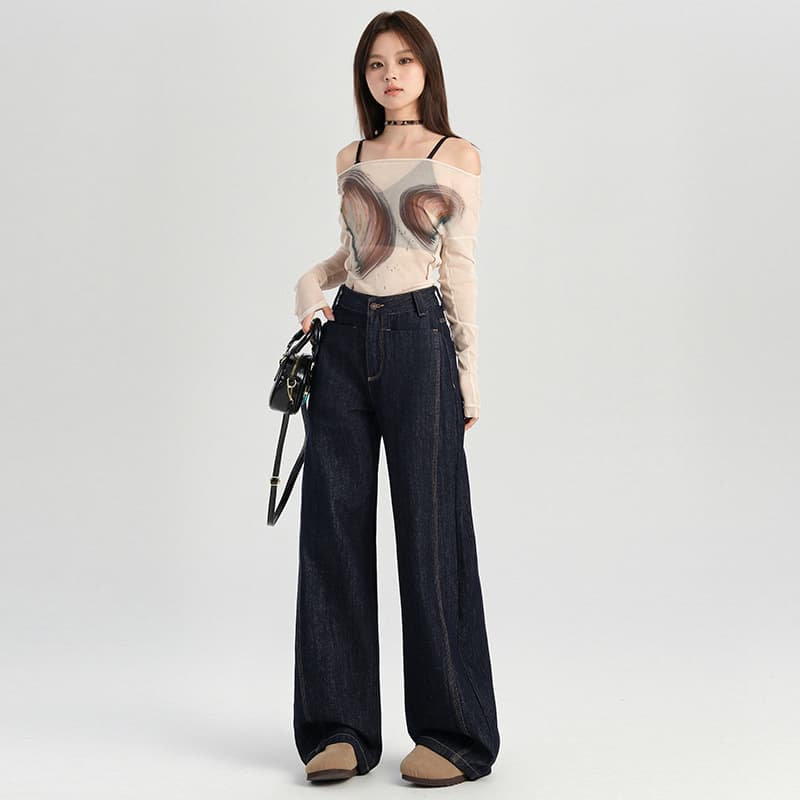 ハイウエストワイドストレートデニム