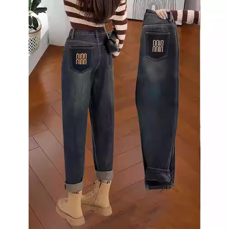 レディース ゆったりルーズストレートデニム