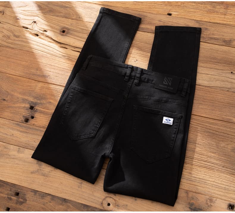シンプル切り替えストレートデニムパンツ
