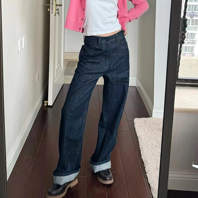 ハイウエストワイドストレートデニム