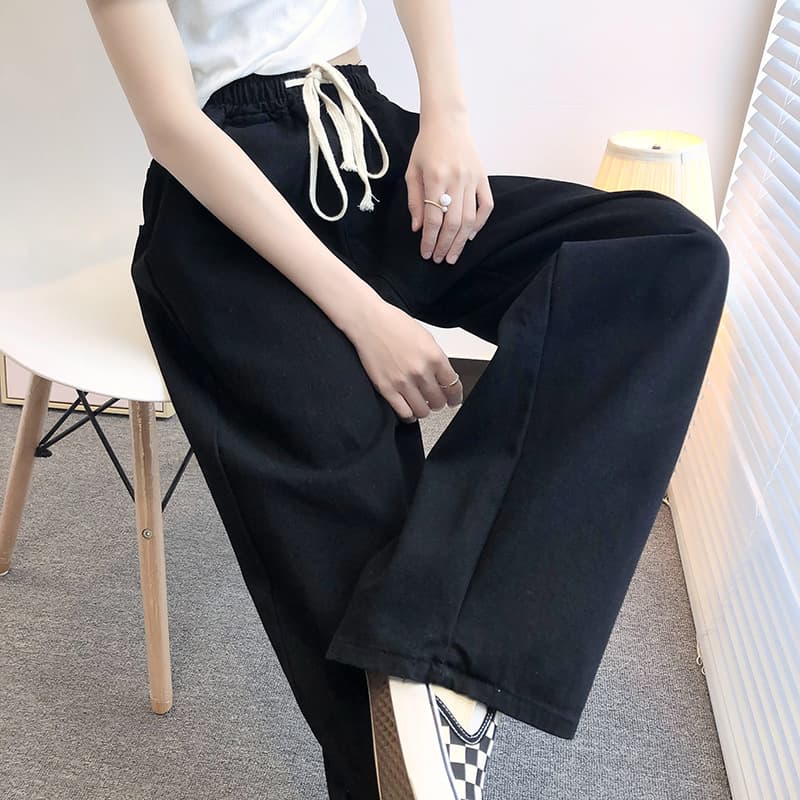 ストレートデニム リラックス楽ちんデニムワイドパンツ