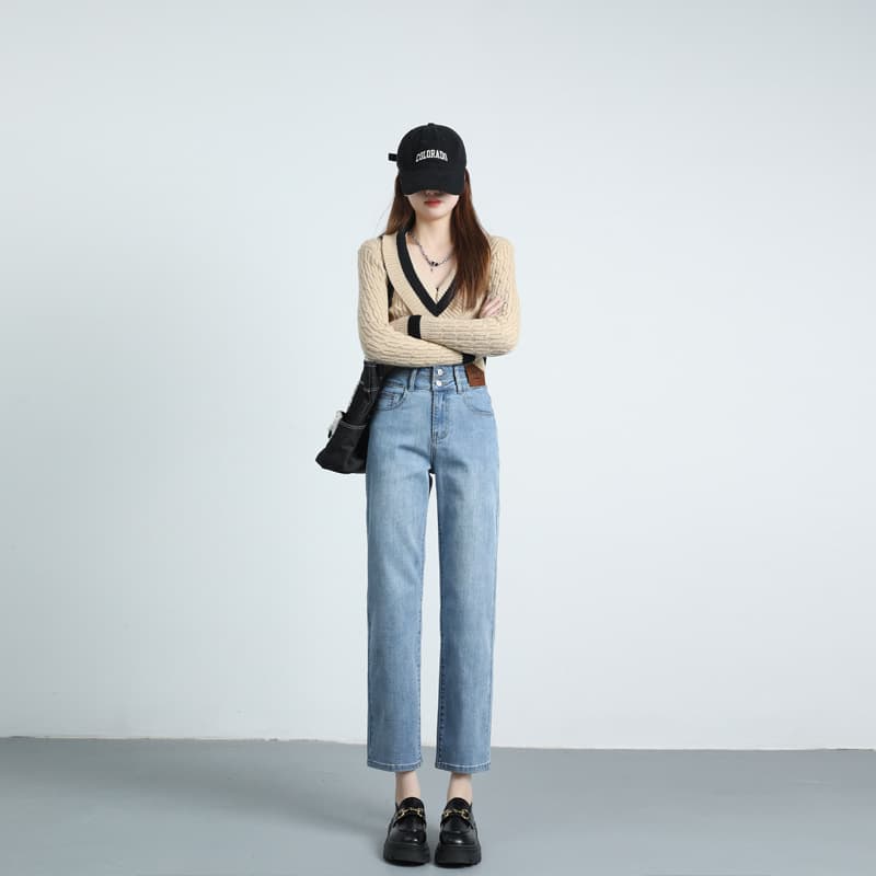 ハイウエストストレートデニム