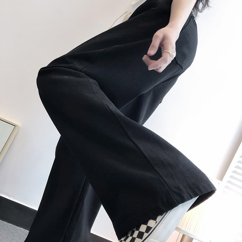 ストレートデニム リラックス楽ちんデニムワイドパンツ