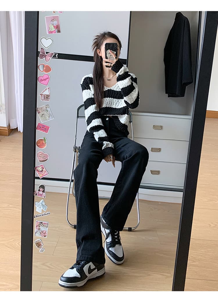 レトロハイウエストストレートデニム
