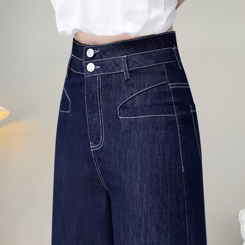 ストレートデニム ハイウエストストレートワイドデニム