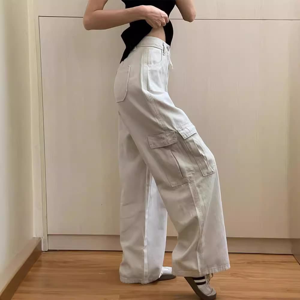 ストレートデニム ゆったりカーゴワイドデニム