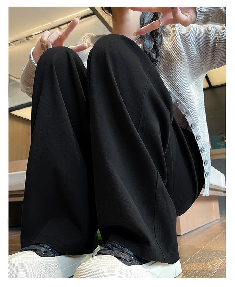 ストレートデニム ゆったりウエストゴムデニムワイドパンツ