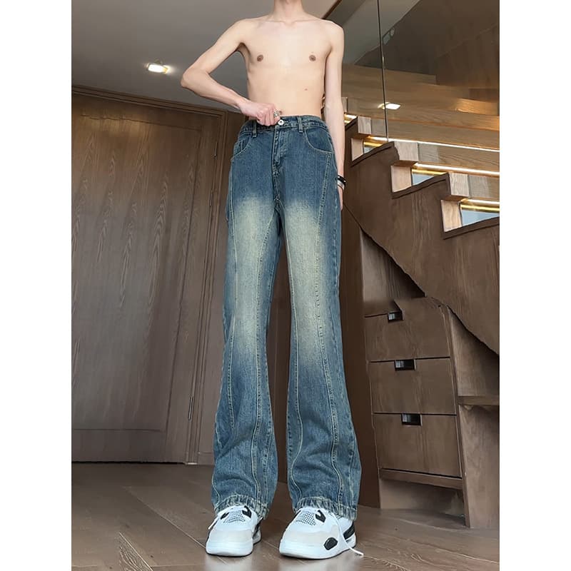ヴィンテージ加工 ストレートデニムパンツ