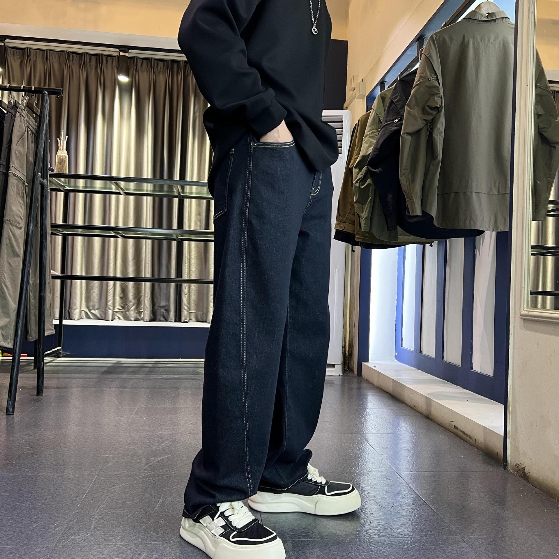 シンプルルーズストレートデニム