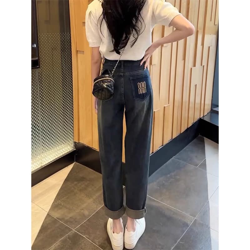 レディース ゆったりルーズストレートデニム