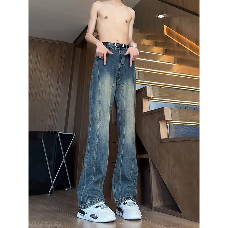 ヴィンテージ加工 ストレートデニムパンツ
