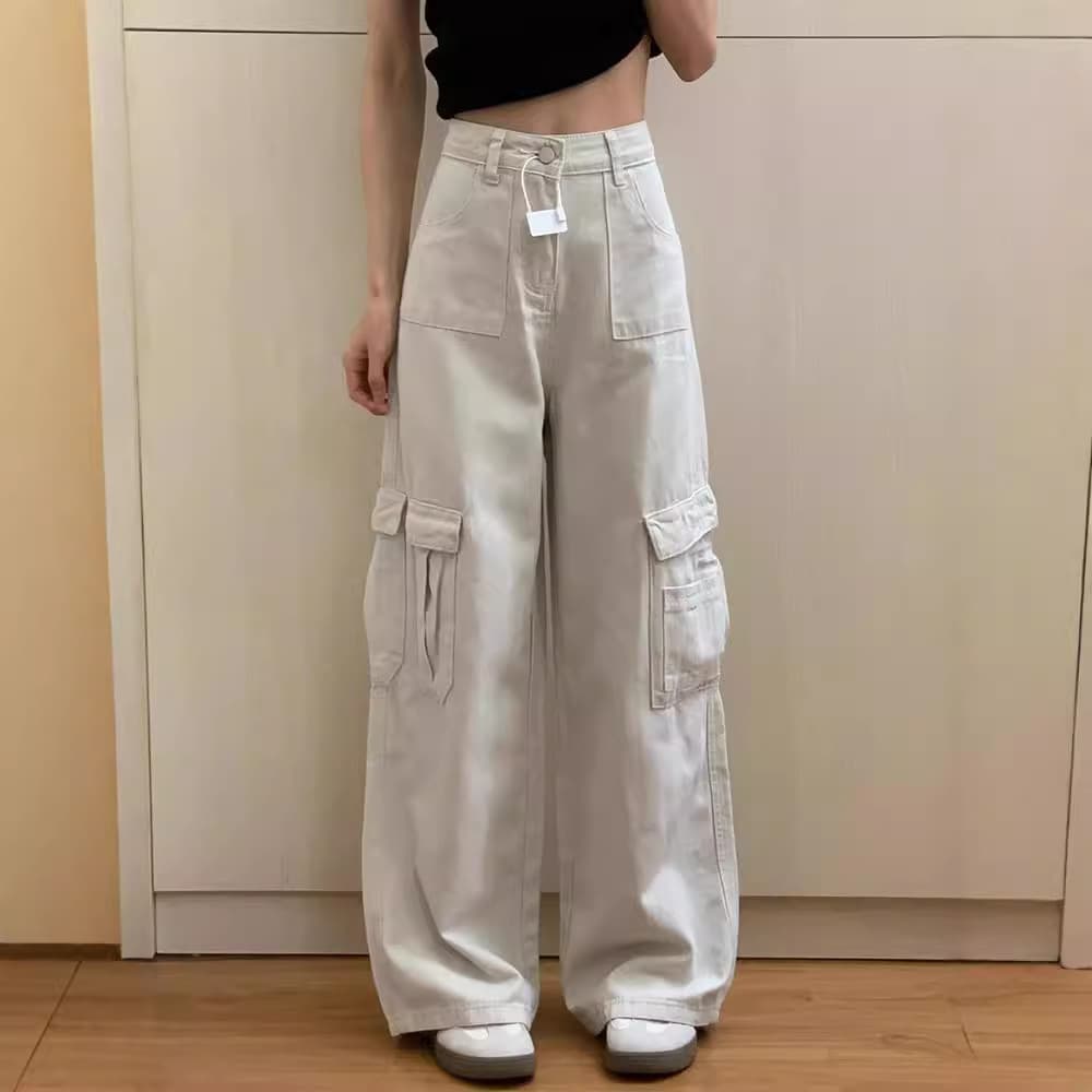 ストレートデニム ゆったりカーゴワイドデニム