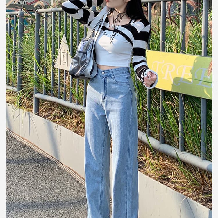 ハイウエストワイドストレートデニム