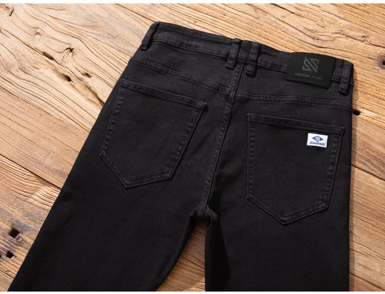 シンプル切り替えストレートデニムパンツ