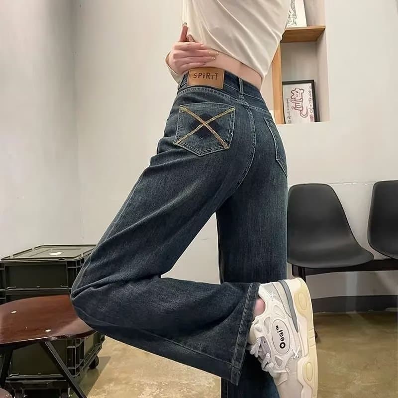 ストレートデニム レディースハイウエストデニムパンツ