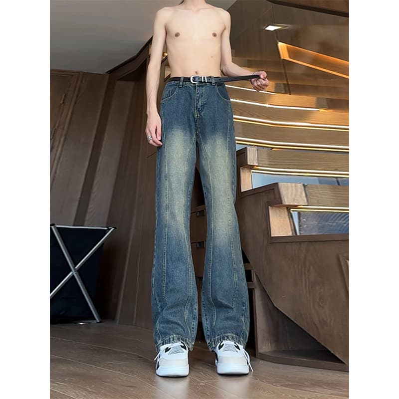 ヴィンテージ加工 ストレートデニムパンツ