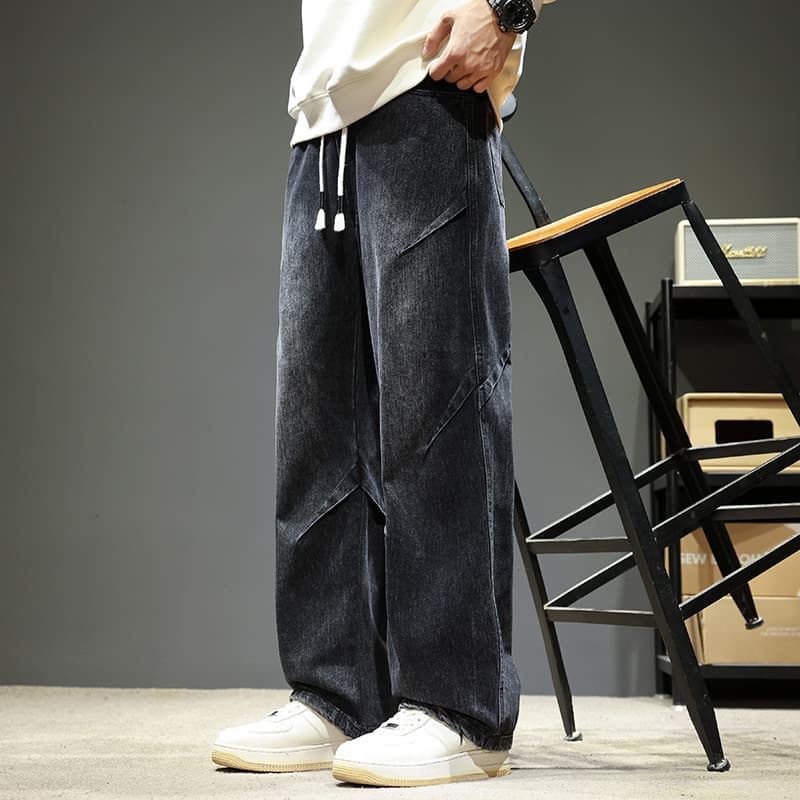 ストレートデニム 斜めラインデニムパンツ