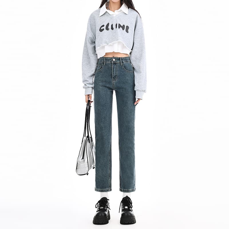 ハイライズストレートデニムパンツ