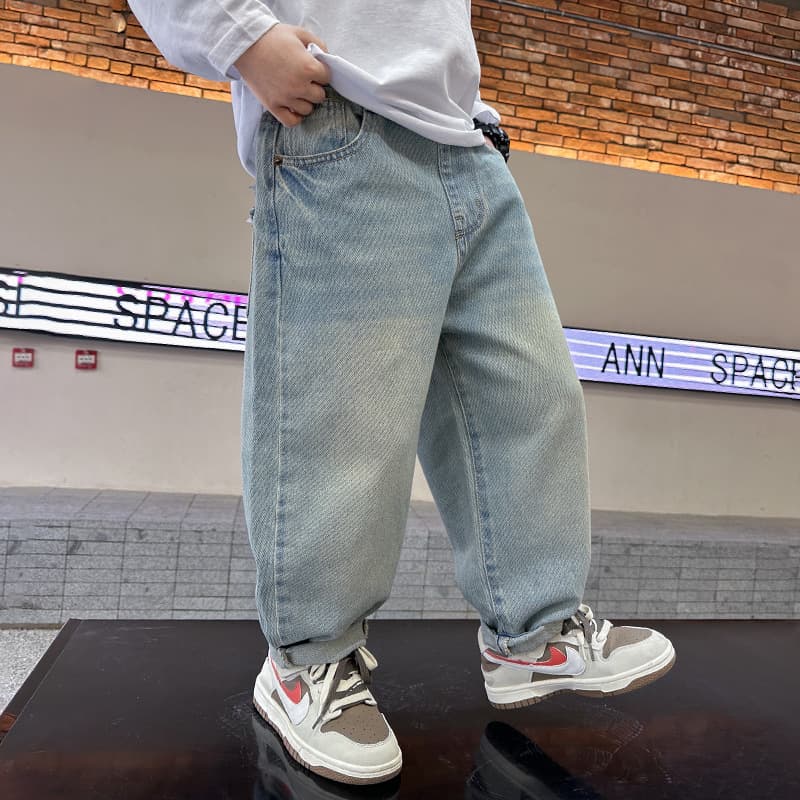 ストレートデニム ヴィンテージ加工 ルーズデニム