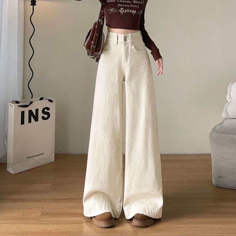 ストレートデニム ハイウエストワイドデニムパンツ