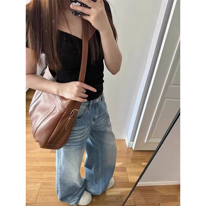 ストレートデニム ゆったりワイドシルエットデニム