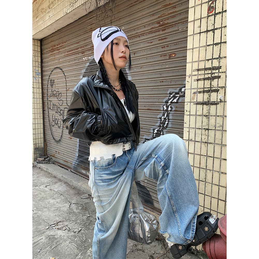 ヴィンテージ加工ストレートデニム