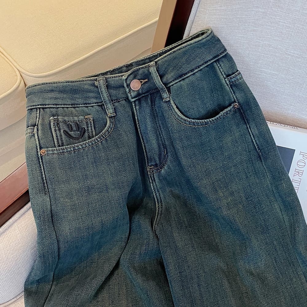もこもこ裏起毛ストレートデニム