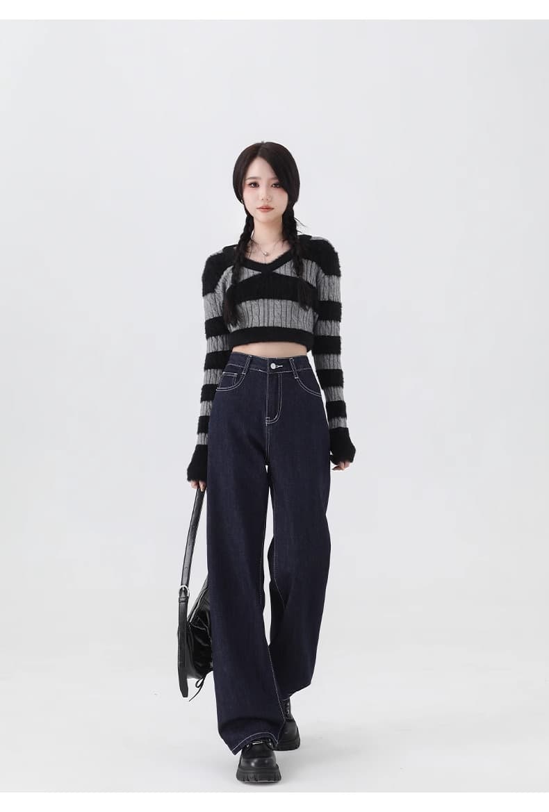 ハイウエストワイドストレートデニム