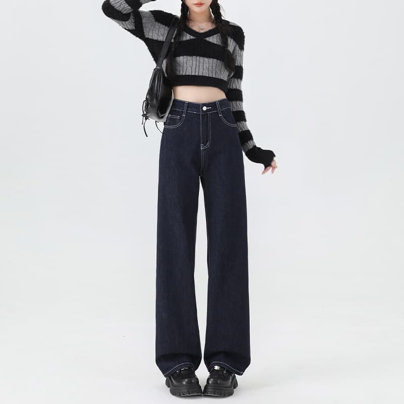 ハイウエストワイドストレートデニム