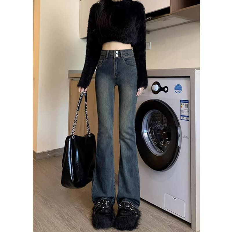ハイウエストストレートデニム